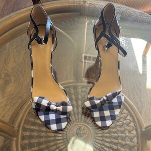 MICHAEL Michael Kors Black & White Gingham Bow Ankle-Strap Sandals